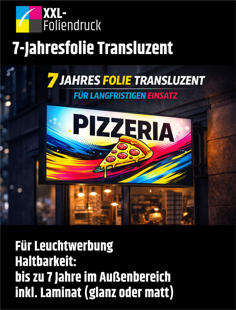 7-Jahresfolie Transluzente Premiumfolie für Leuchtkästen & LED-Displays | Digitaldruck
