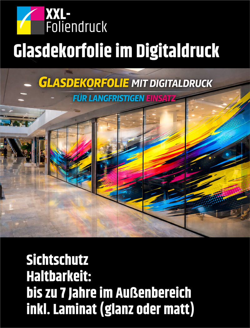 Glasdekorfolie Digitaldruck | Individuelle Sichtschutzfolie für Glas