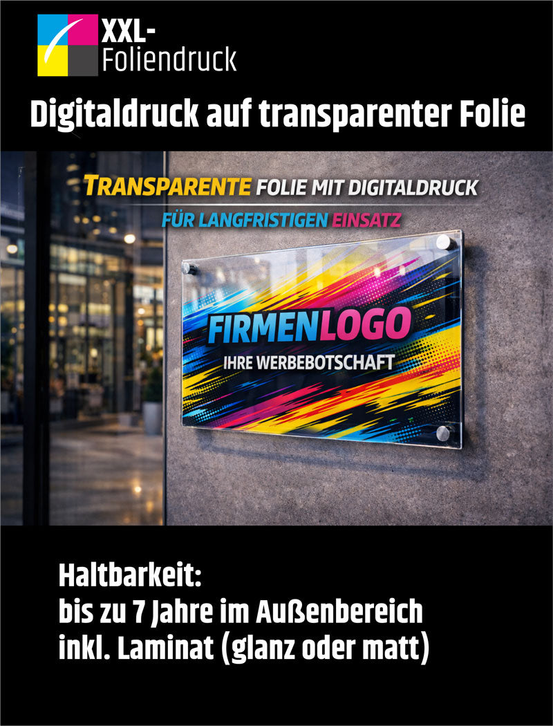 Transparente Folie Digitaldruck | Bedruckte transparente Werbefolie