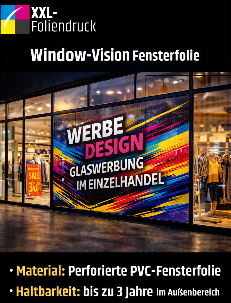 Window-Vision Folie ohne AGB | Lochfolie für Fahrzeugfenster & Glasflächen